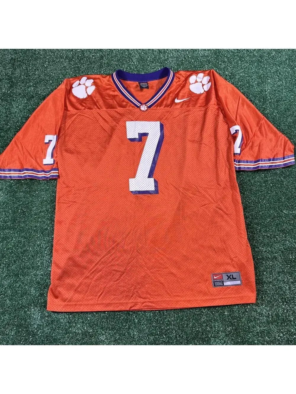 Y2K Nike orange short sleeve shirt Clemson Tigers NCAA football jersey size XL